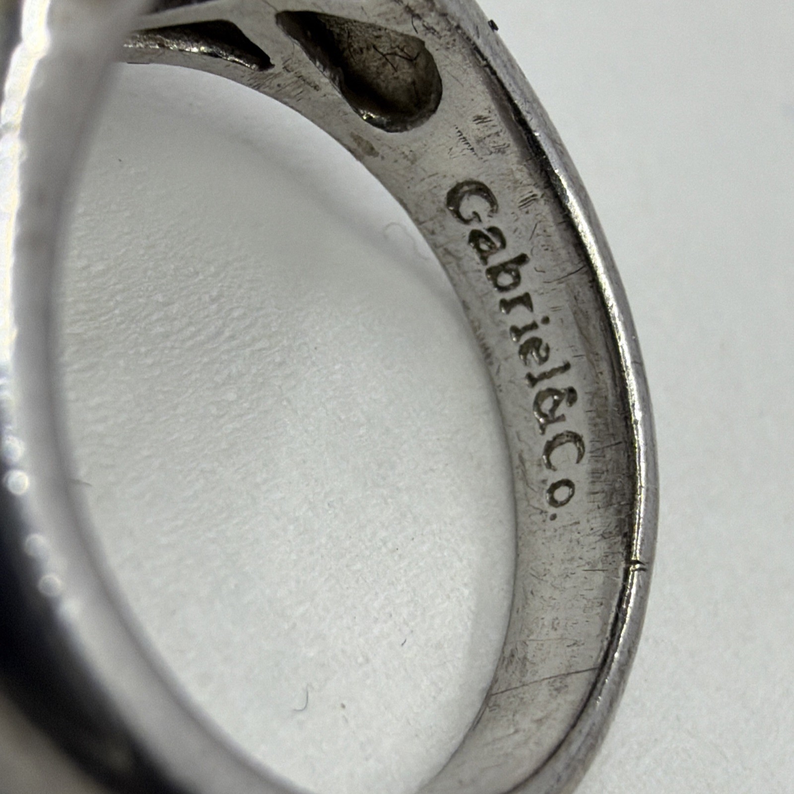 Gabriel & Co Sterling Silver White Sapphire Pave Cushion Ring Size 7