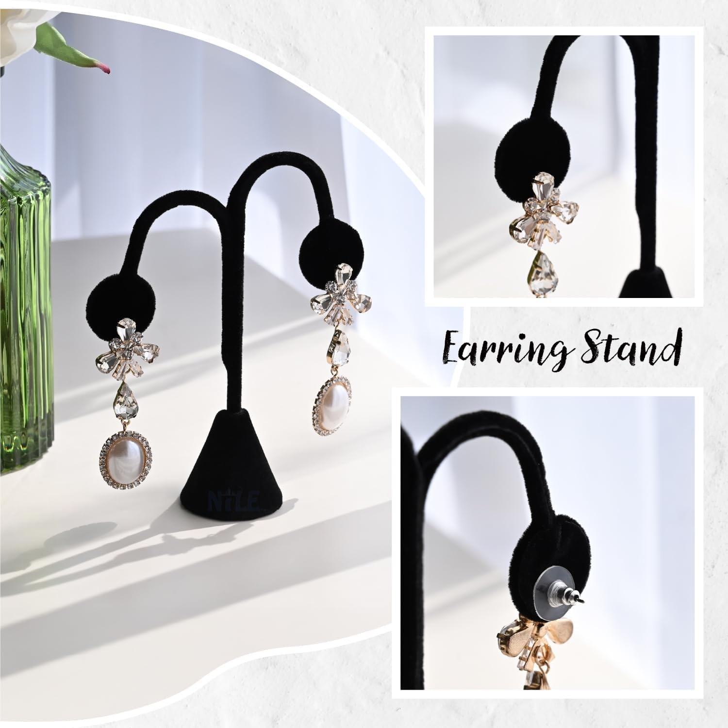 Multi-Functional Jewelry Display Set – 9 Pieces of Black Velvet Elegance