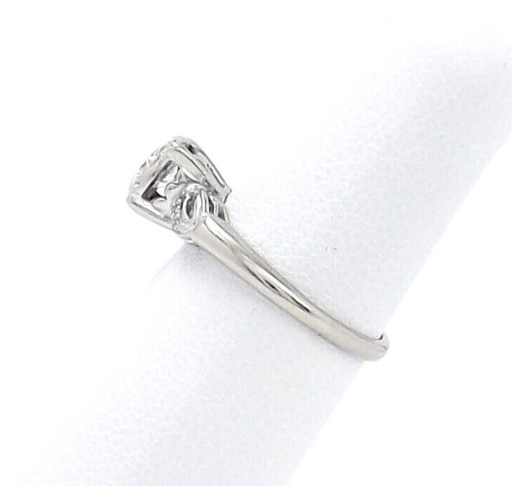 Palladium Round Natural Diamond Engagement Ring Illusion Set Vintage
