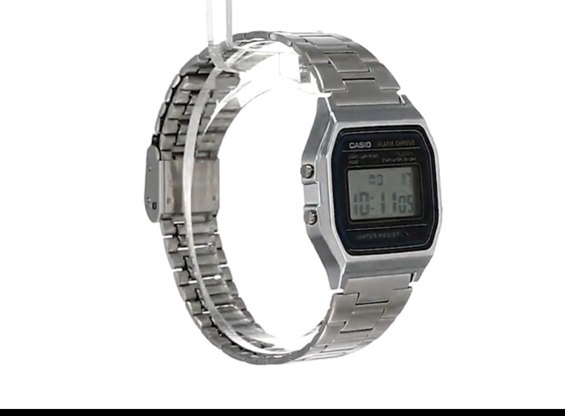 Casio A168W-1, 7 Year Battery Chronograph Silvertone Watch, Alarm, Illuminator