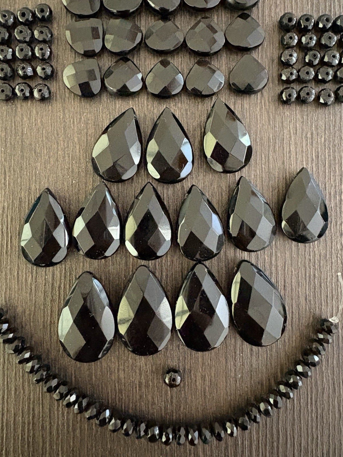 LOT of Mixed Black Onyx Stones Beads Drops Roundelle Faceted Read Info NOT Shiny