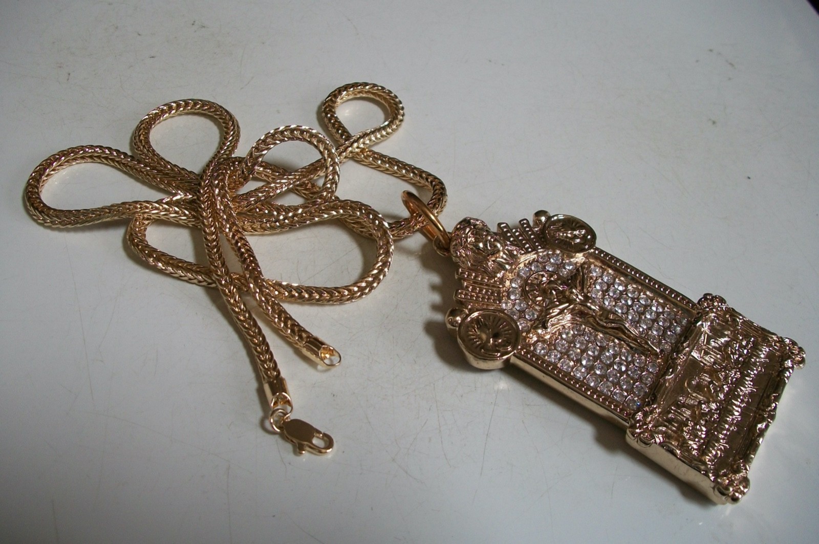 Men’s Gold Finish Stone Fashion Last Supper Dressy Hip Hop Chain & Charm