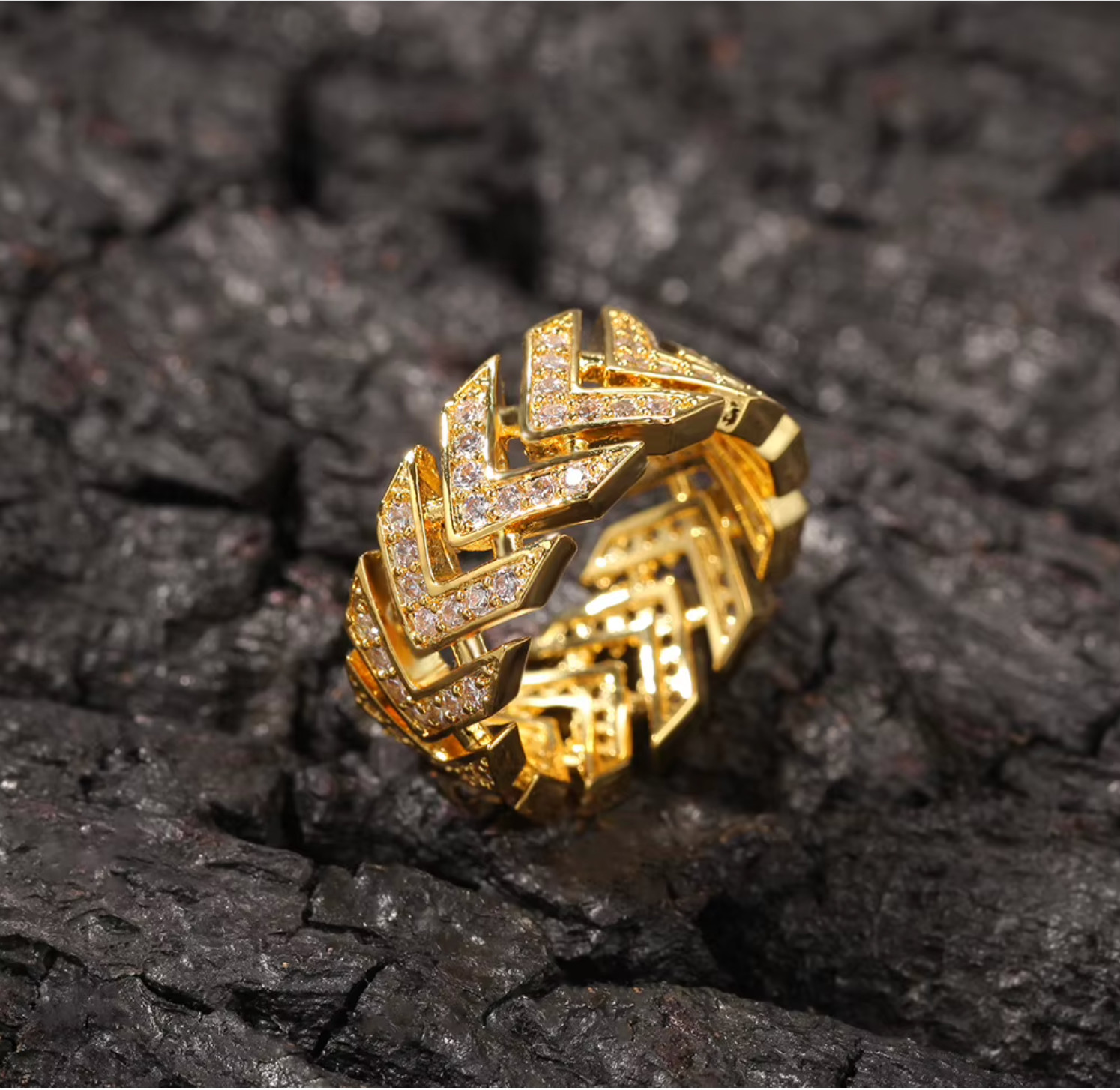 2CT Iced Silver Arrow 14K Gold Plated Lab created Diamond Iced Out Hip Hop