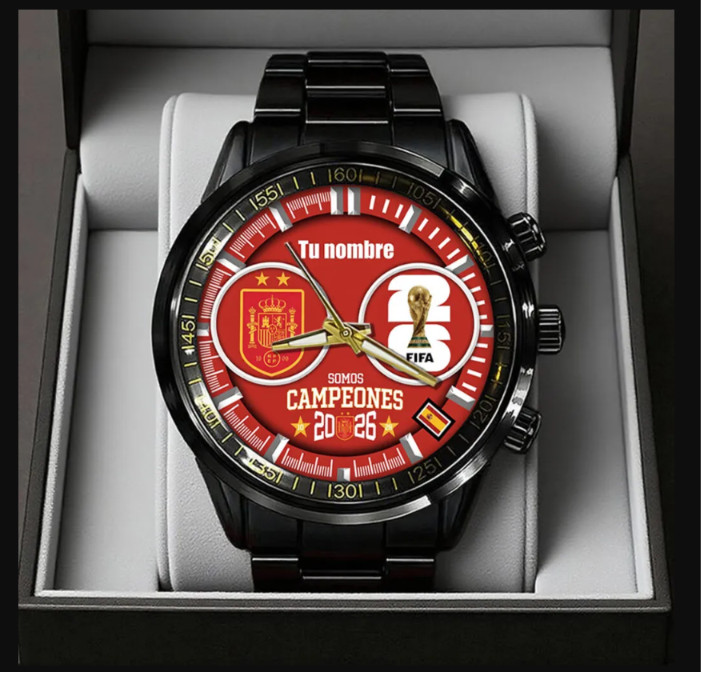 Spain National Team 2026 FIFA World Cup Champions Black Stainless Steel Watch