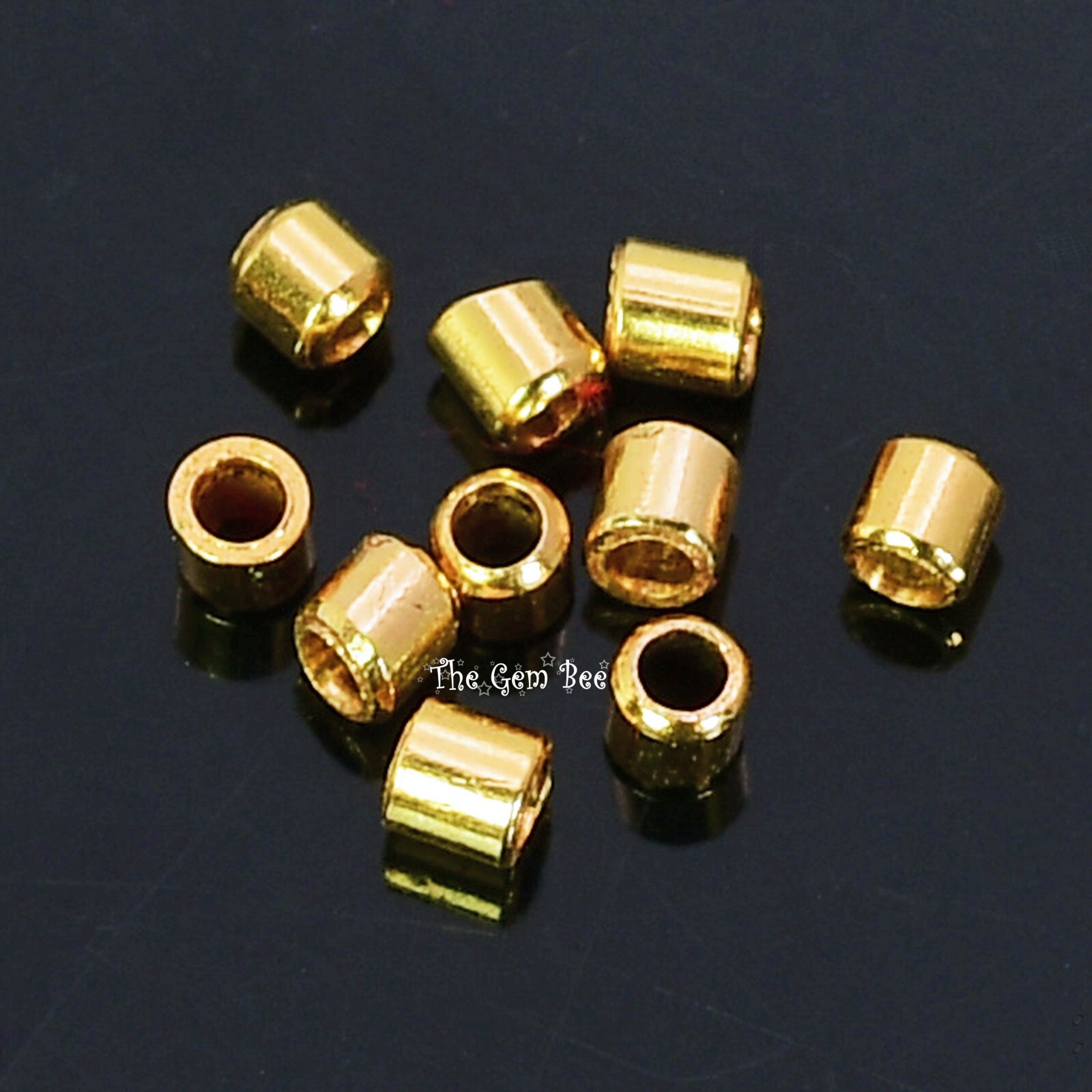 1.5MMx1.5MM 18k Solid Yellow Gold Crimp Tube Beads (10)