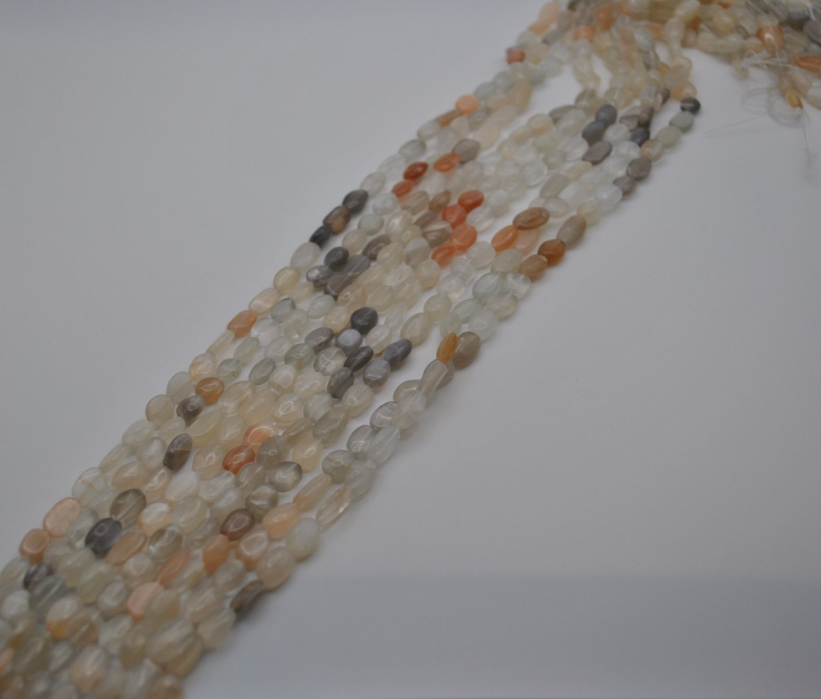 Moonstone Oval Gemstone Strand Smooth Cut Stones (No Clasp)