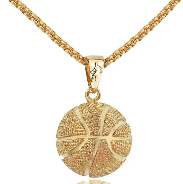 Gold Basketball Necklace, Mens Ball Pendant , NBA Hoops, Jordan, Lebron, Curry