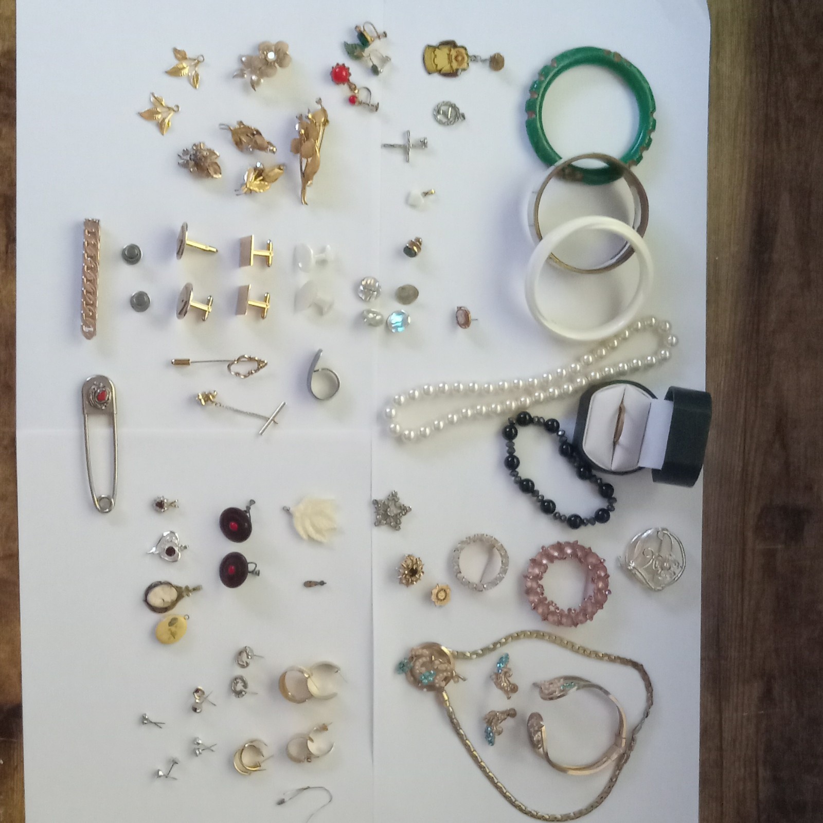 Vintage lot Of Jewelry Mixed Rings Earrings Bracelets CuffLinks Pins and more