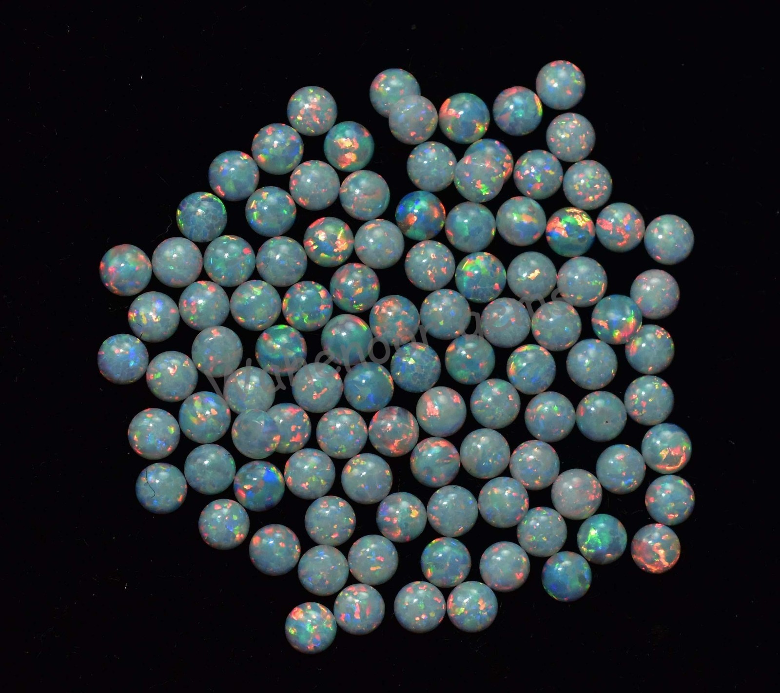 100 Pcs Natural White Fire Opal Play Of Color 2.50 MM Round Certified Gemstone