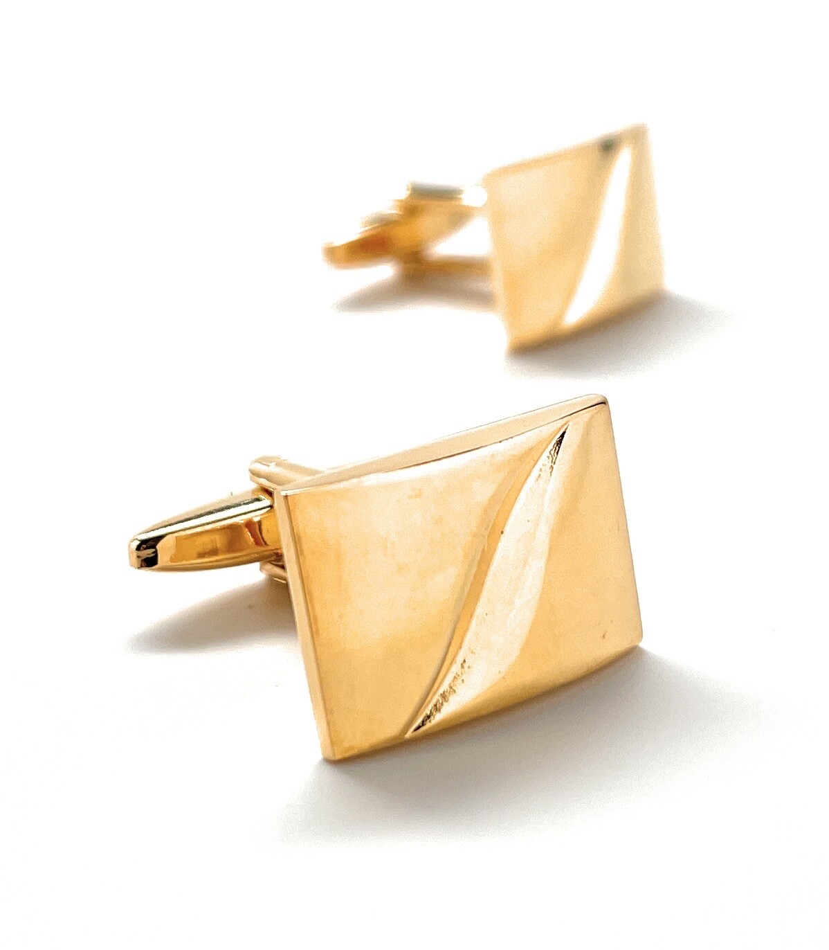 Gold Wave Cufflinks Rolling Gold Rhodium Platting Cuff Links