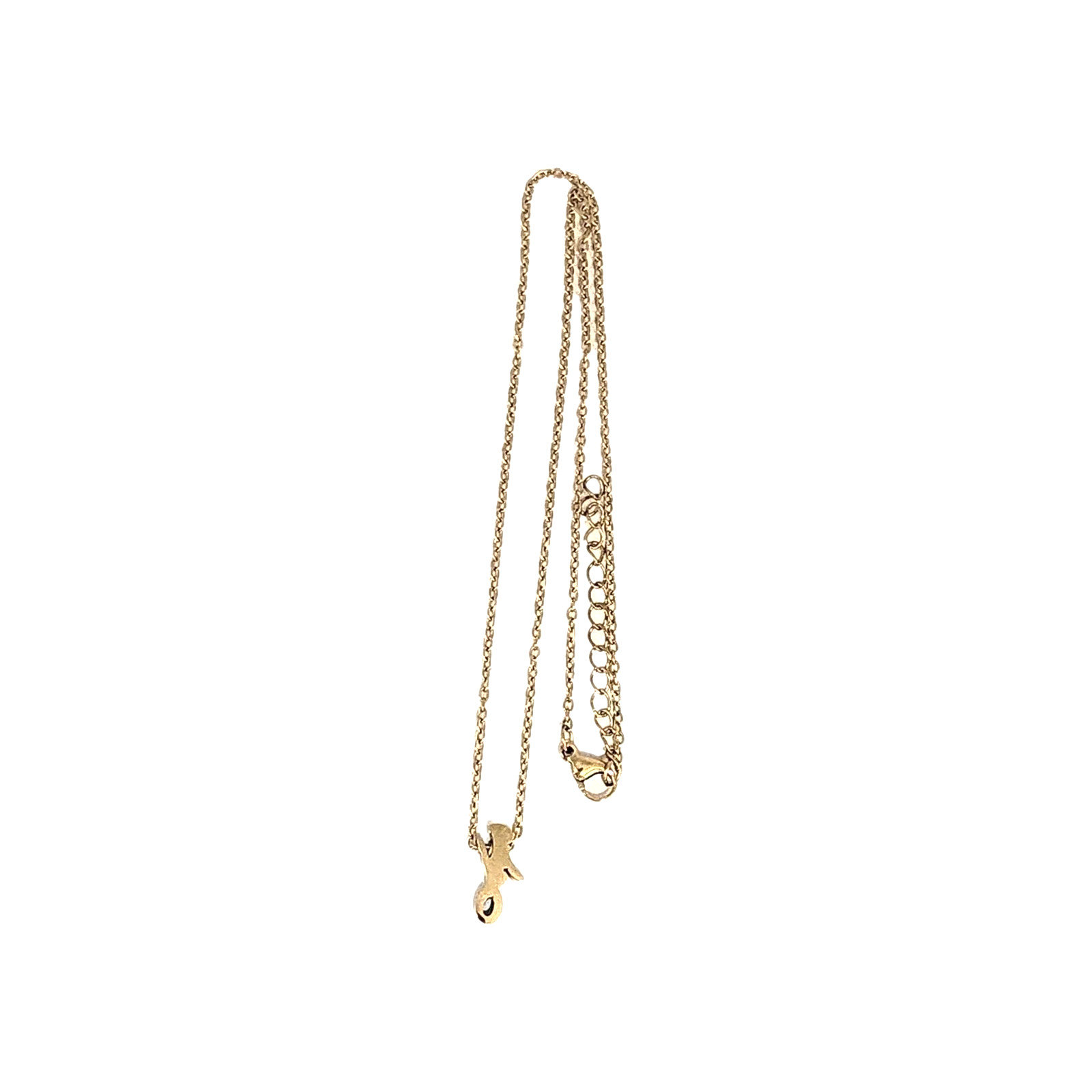 Dainty Cursive Letter J Initial Gold Tone Charm Pendant Necklace 17″ Name Cable