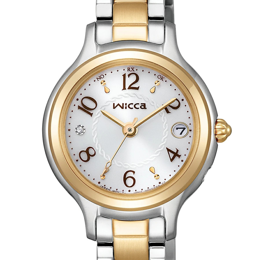 Citizen Wicca KS1-937-13 JDM Eco-Drive Radio Silver Gold Ladies Watch 25.5 Solar