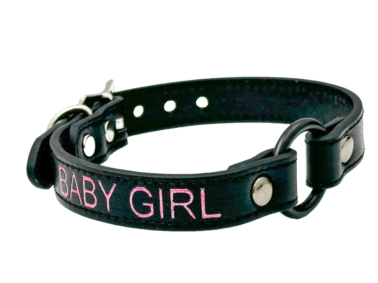 Name Black Ring Choker BDSM Collar Vegan Leather Necklace O Ring Fetish Ball