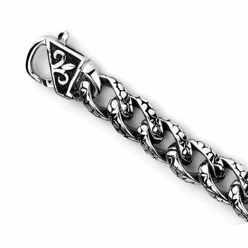 Men’S Biker Style Chain Stainless Steel Bracelet 7.5″ Tk1977