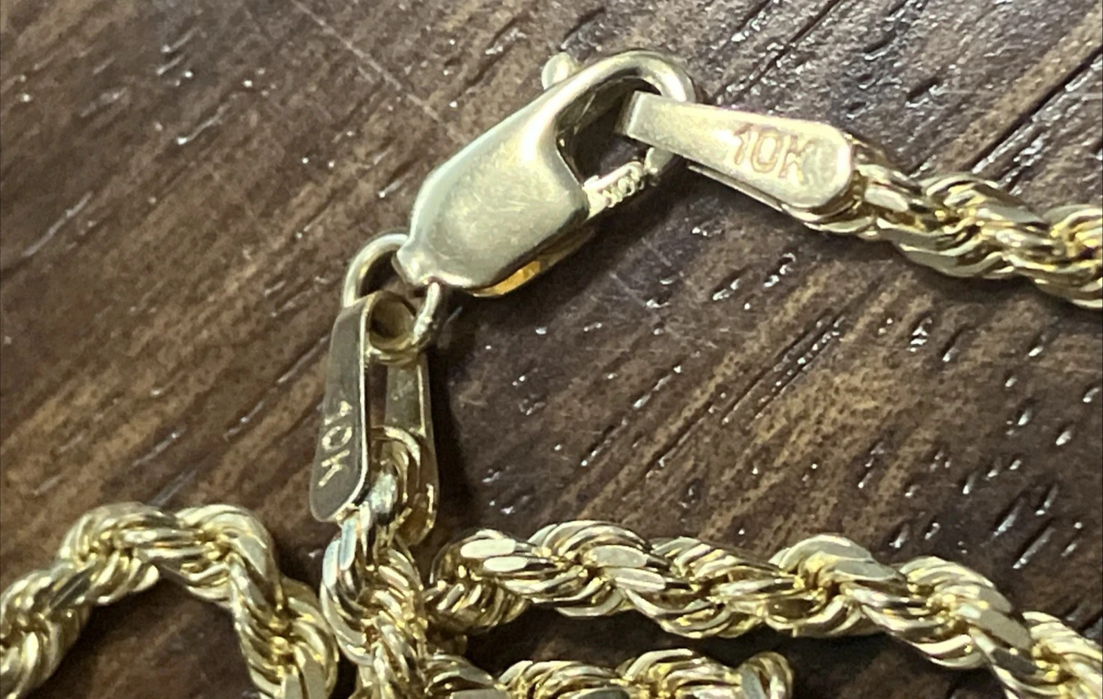 10kt Real Solid Gold Rope Chain Necklace 7.5grams 2.45mm 16” GND Brand NWT 10K