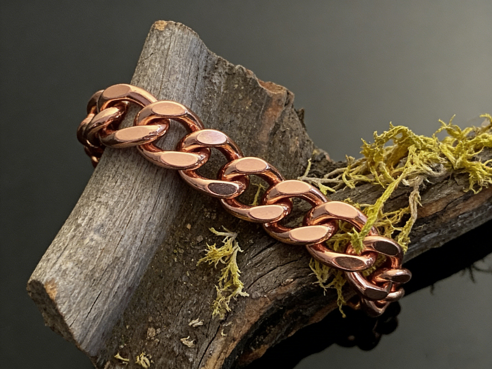 9 in Pure Solid Copper Bracelet Arthritis Cuban Chain Curb Link Rider Bracelet