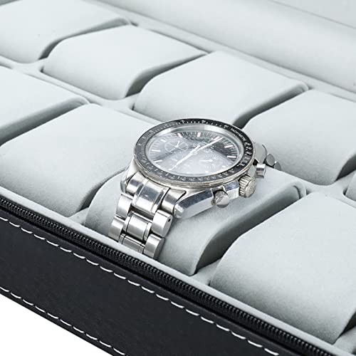 12 Slots Watch Boxes,Portable Zip Watch Jewelry Display Case with Removable