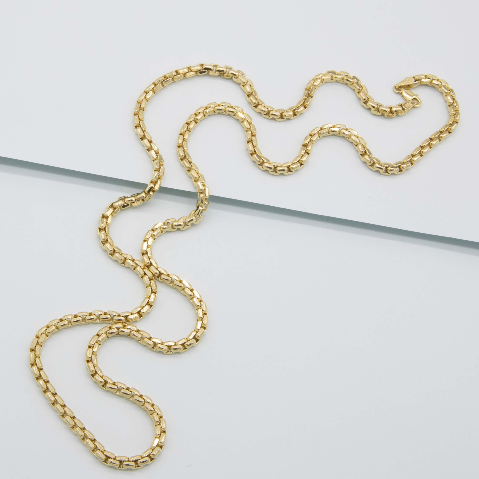 3.5mm Round Box Link Chain Necklace Real 10K Yellow Gold All Sizes