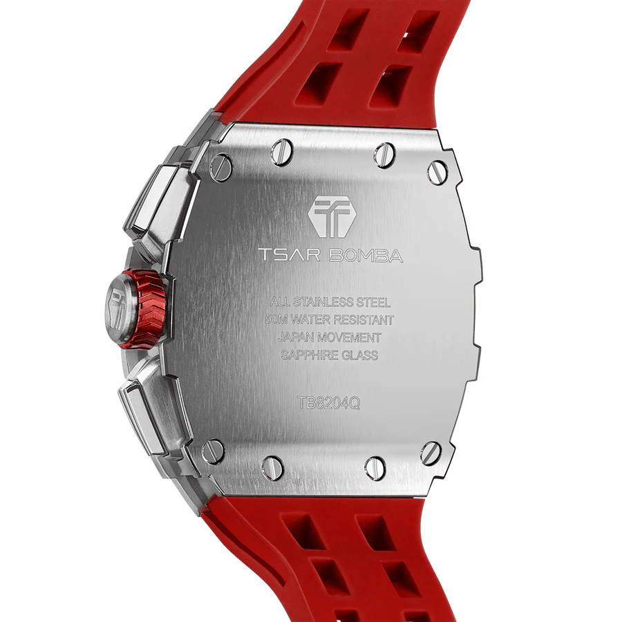 Tsar Bomba TB8204Q-33 Elemental Calendar Version Quartz Silver Red