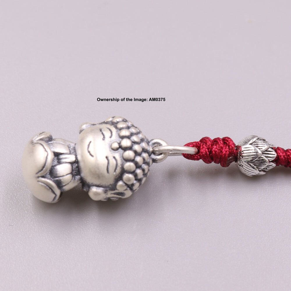 Real 999 Fine Silver Small Buddha Handmade Charm Pendant 80mm Length