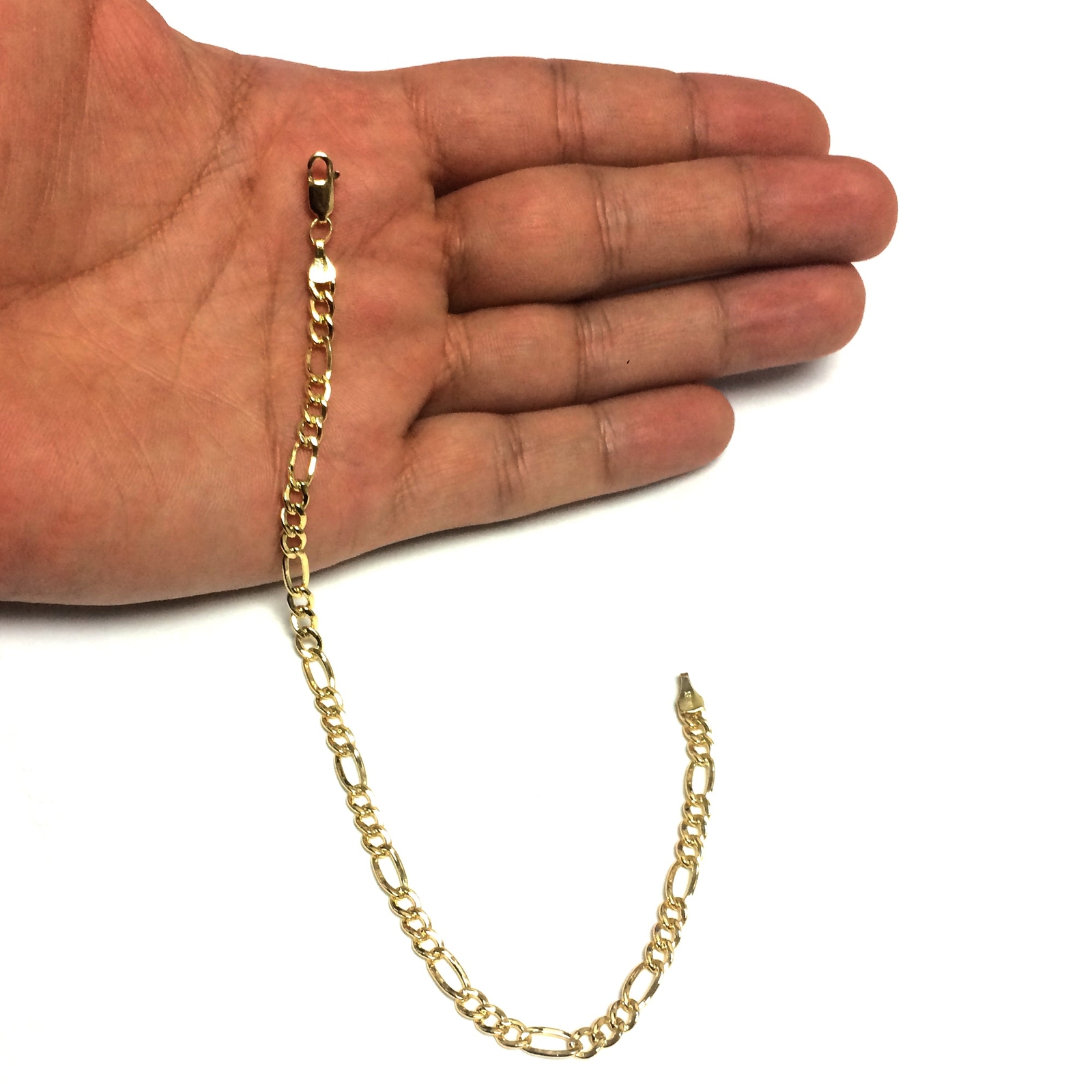 14k Yellow Real Gold Filled Solid Figaro Chain Necklace, 4.0 mm (8.5 Inches)