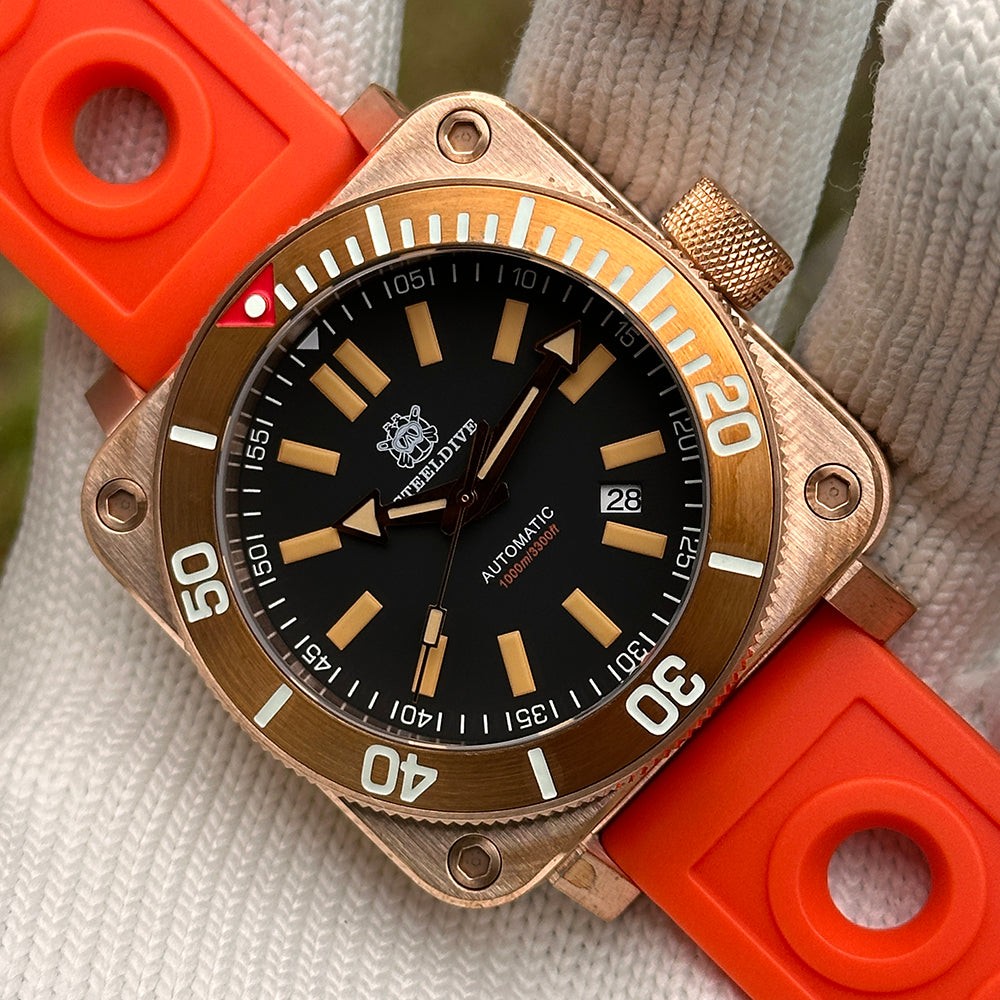 STEELDIVE SD1949S Mens Bronze 45mm Automatic Dive Watch NH35 Sapphire Steel