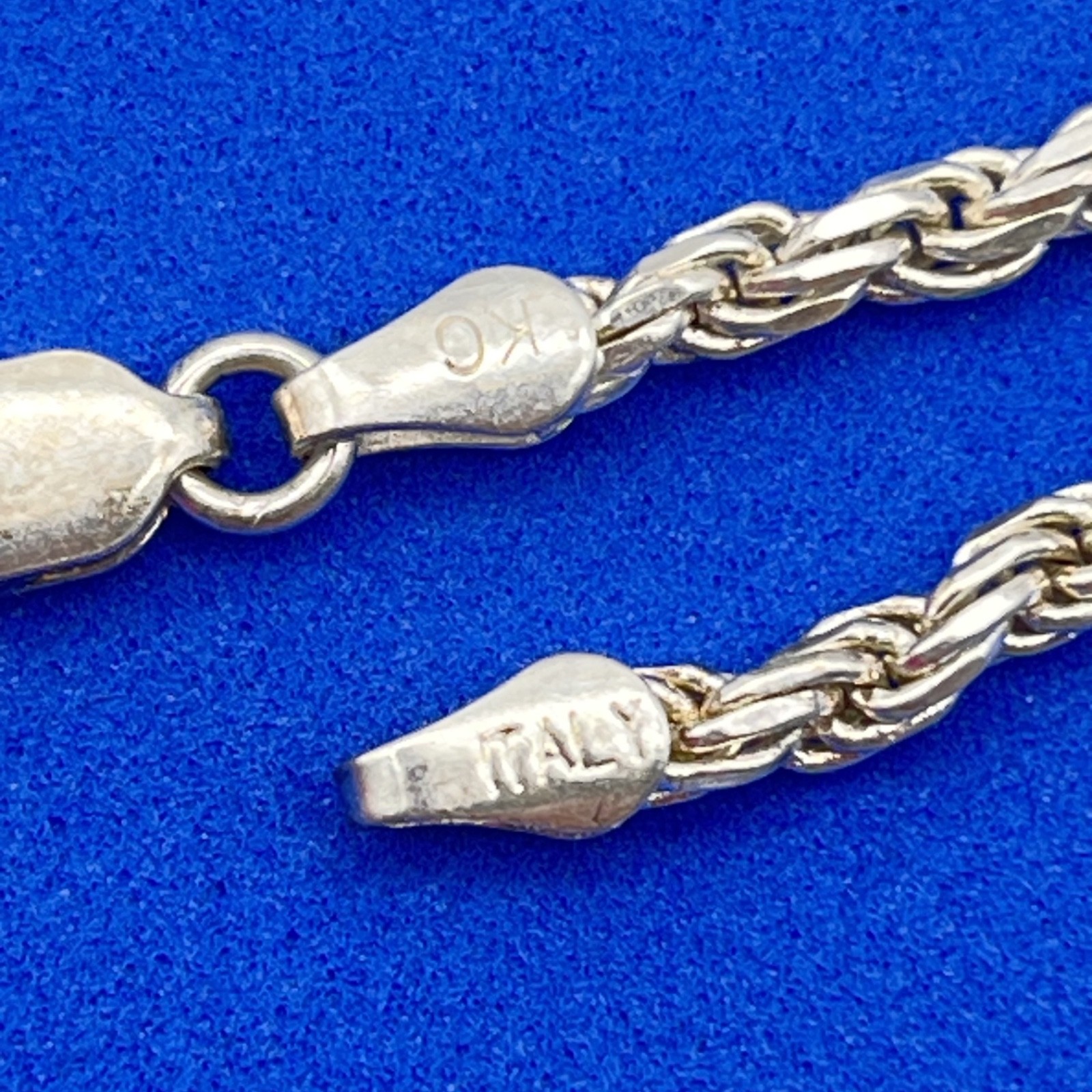 Sterling Silver Bracelet Rope Chain Swirl 5 Grams Stamped KC 925 Italy 7″