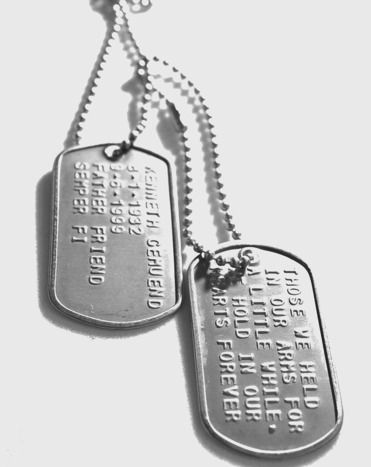 MILITARY DOG TAGS STAINLESS STEEL GENUINE STAMPED EMBOSSED