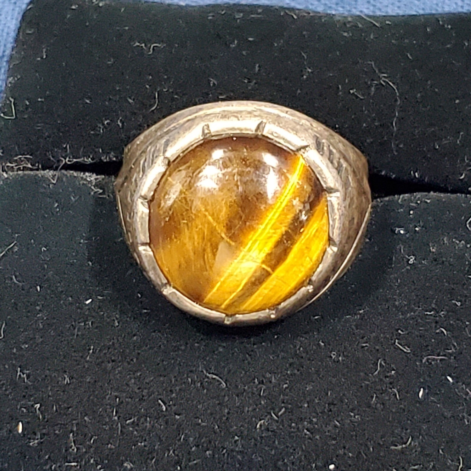 Taxco Mexico Tigers Eye Sterling Silver Stone Signed PRB #3 Thunderbird
