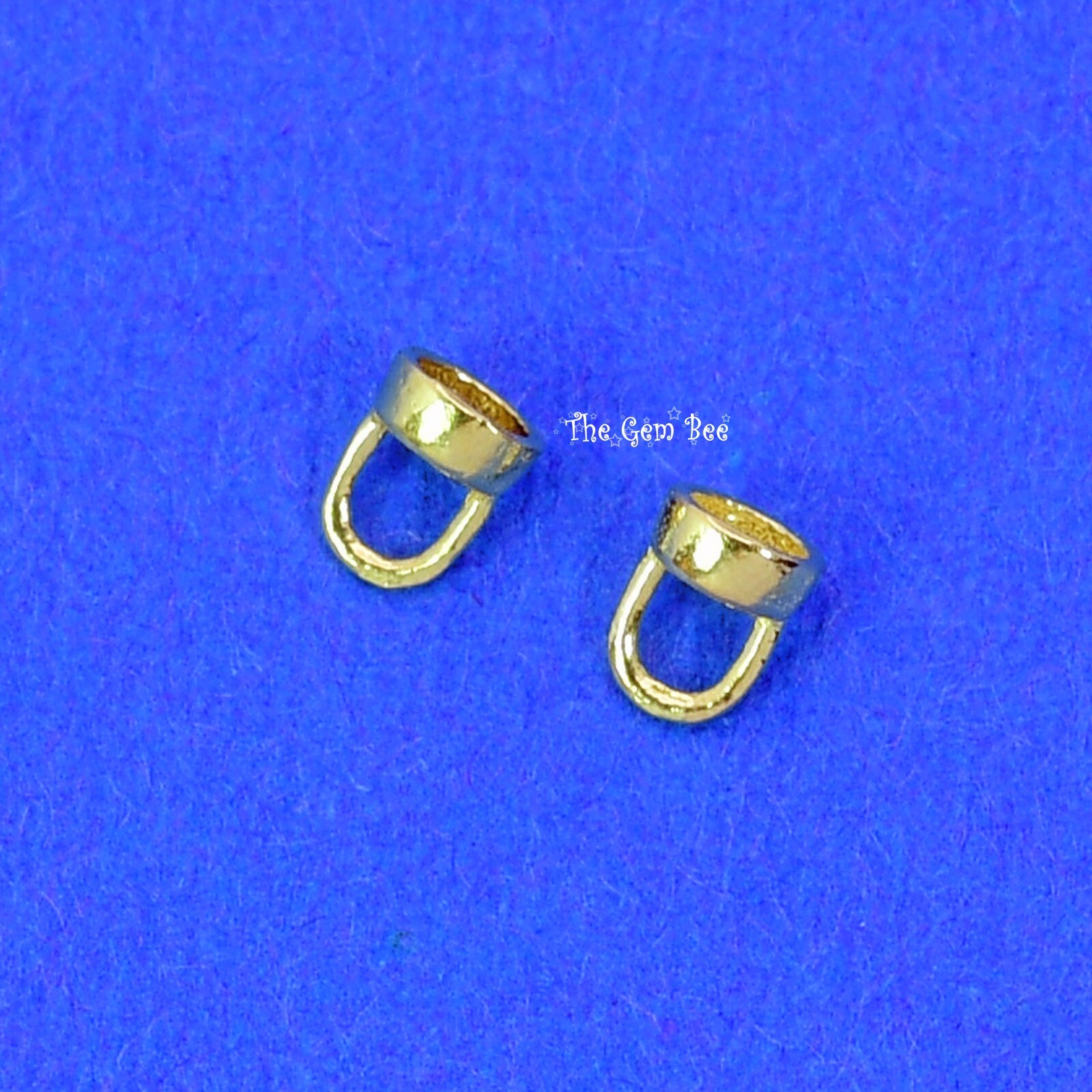 14K Solid Yellow Gold Crimp Hook Cups Ends Findings With Bars Quantity: (2)