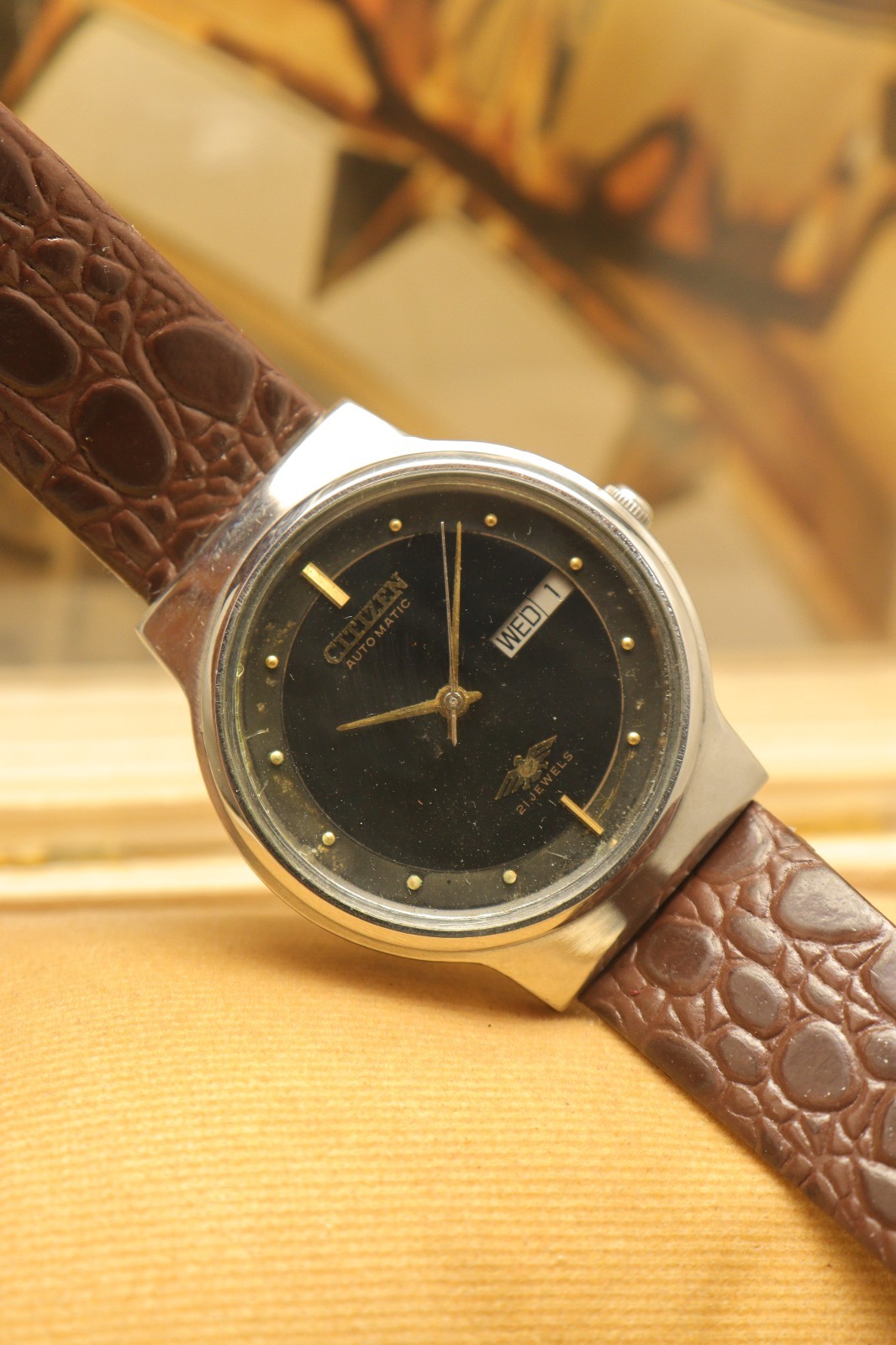 Vintage Citizen Automatic Black Dial Wrist Watch For Men’s Japan Movement 8200.