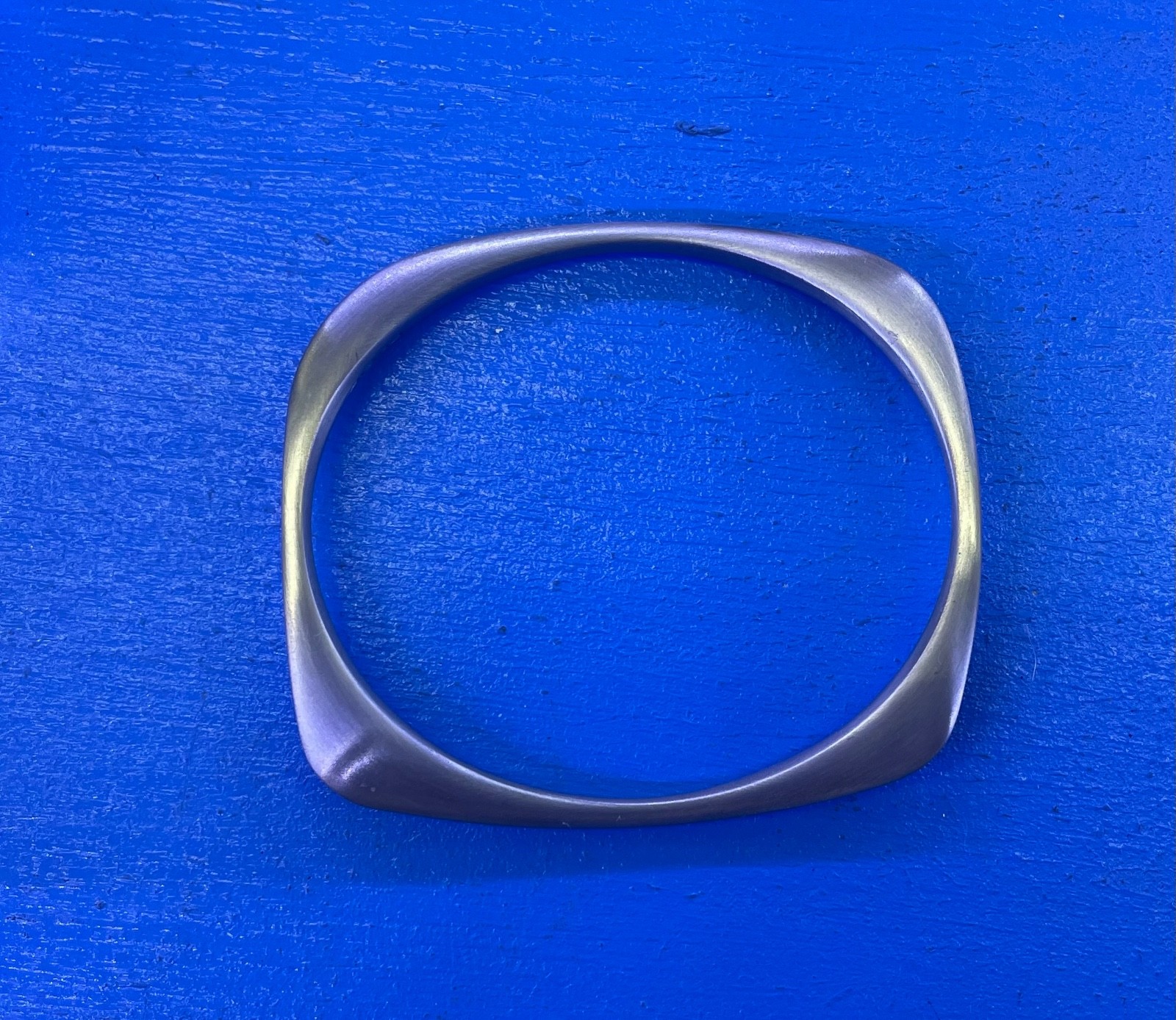 18k White Gold SQUARE BANGLE BRACELET Brushed Rhodium STAINLESS STEEL NEW SOLID
