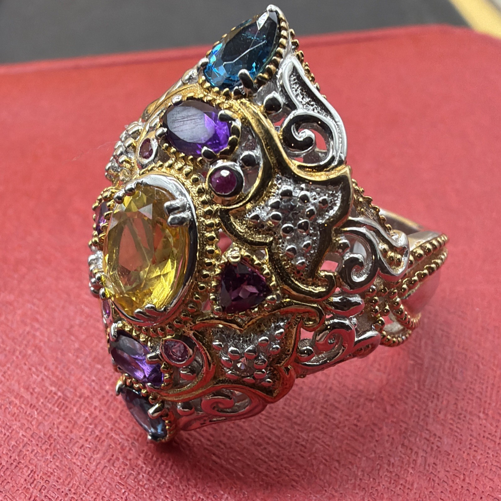 MICHAEL VALITUTTI GEMS en Vogue NH Ouro Verde Quartz Ring Sz9!