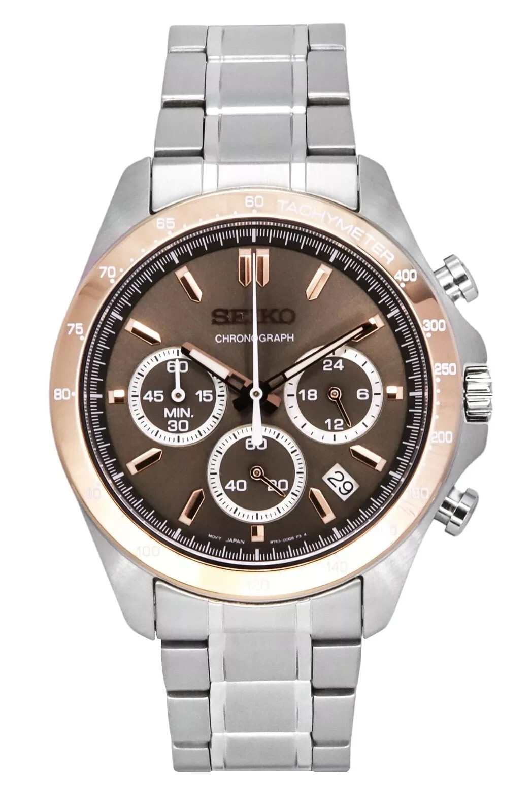 Seiko Spirit Chronograph SBTR026 Brown Dial Stainless Steel Men’s Watch NEW