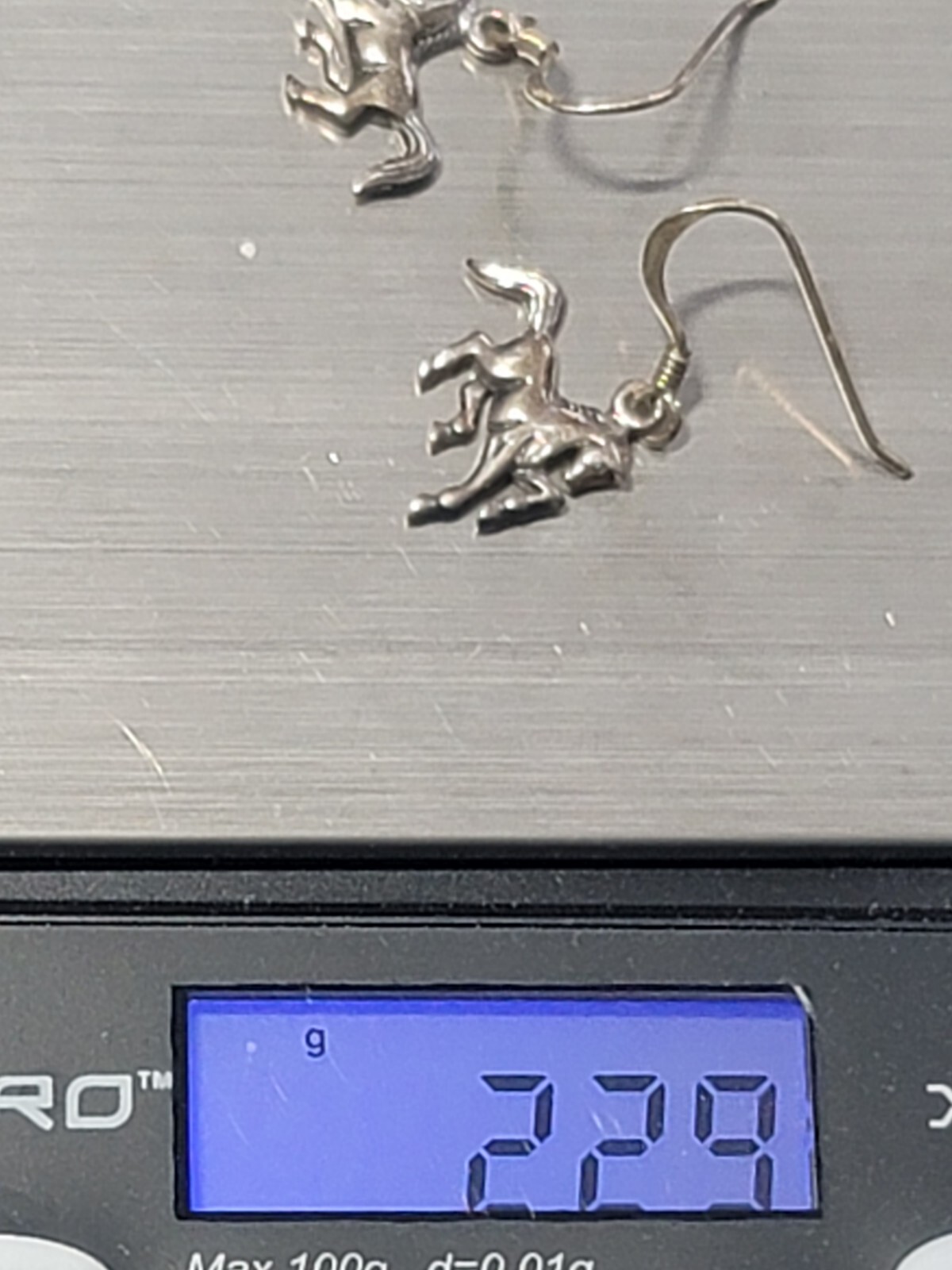 Sterling Silver Horse Prancing Earrings Drop/Dangle 2.29 grams