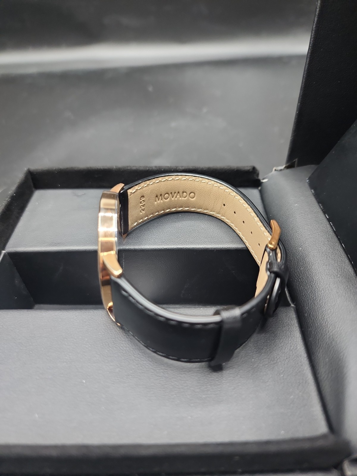 Movado Museum Rose Gold And Leather Wristwatch for Men – New In Box, New Battery