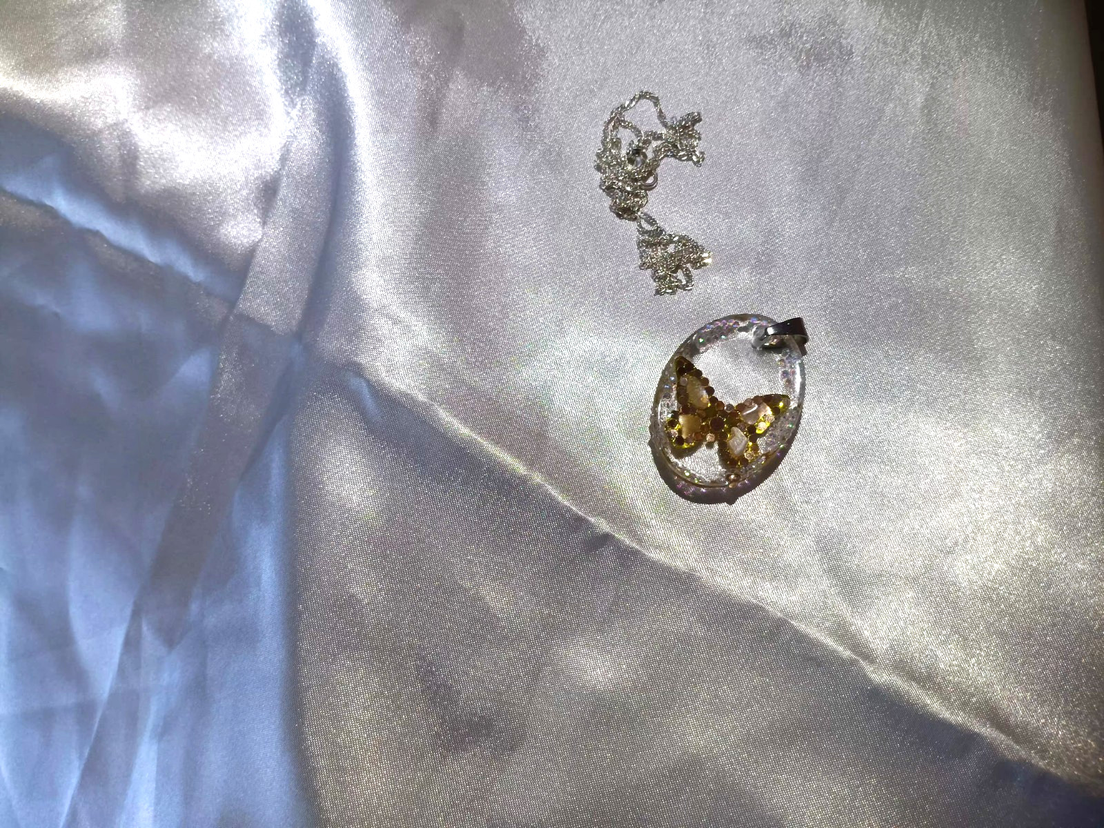 Crystal Butterfly Pendant Necklace, Reversible, Mother of Pearl The Perfect Gift