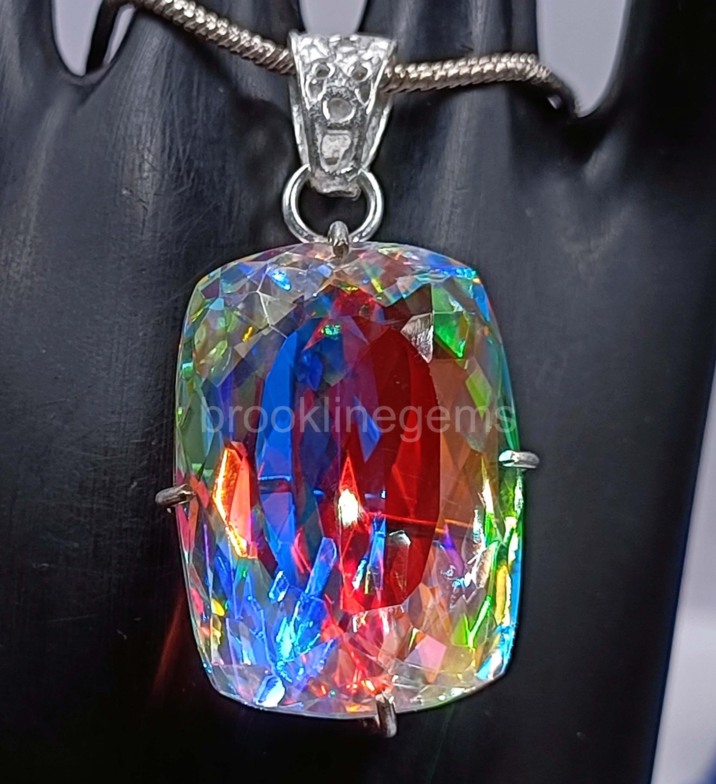 EGL 74.65 Ct Natural Mystic Topaz 925 Sterling Silver Pendant Loose Gems 5OSS