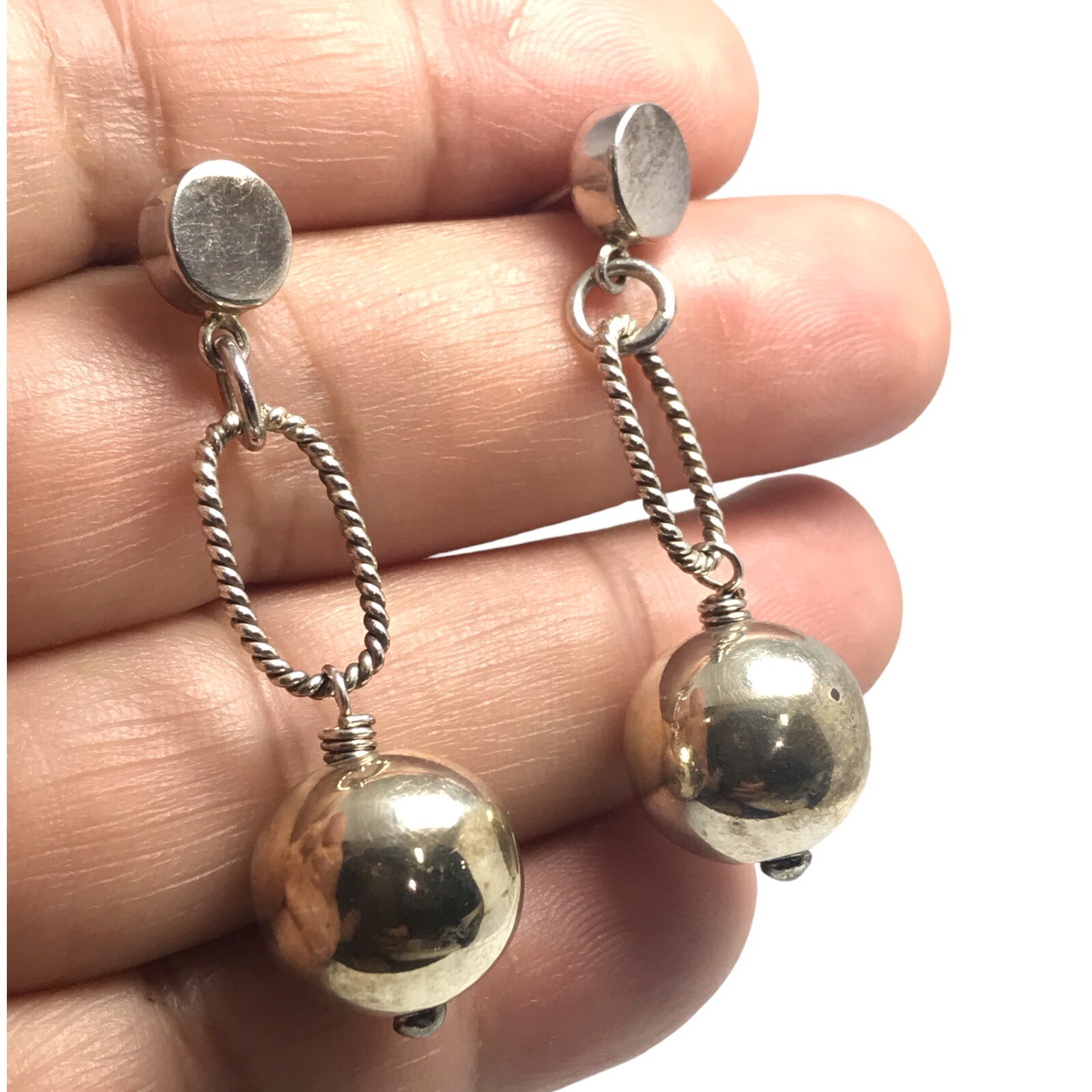 vintage hand crafted sterling silver earrings not stamped acid tested 11 Grams