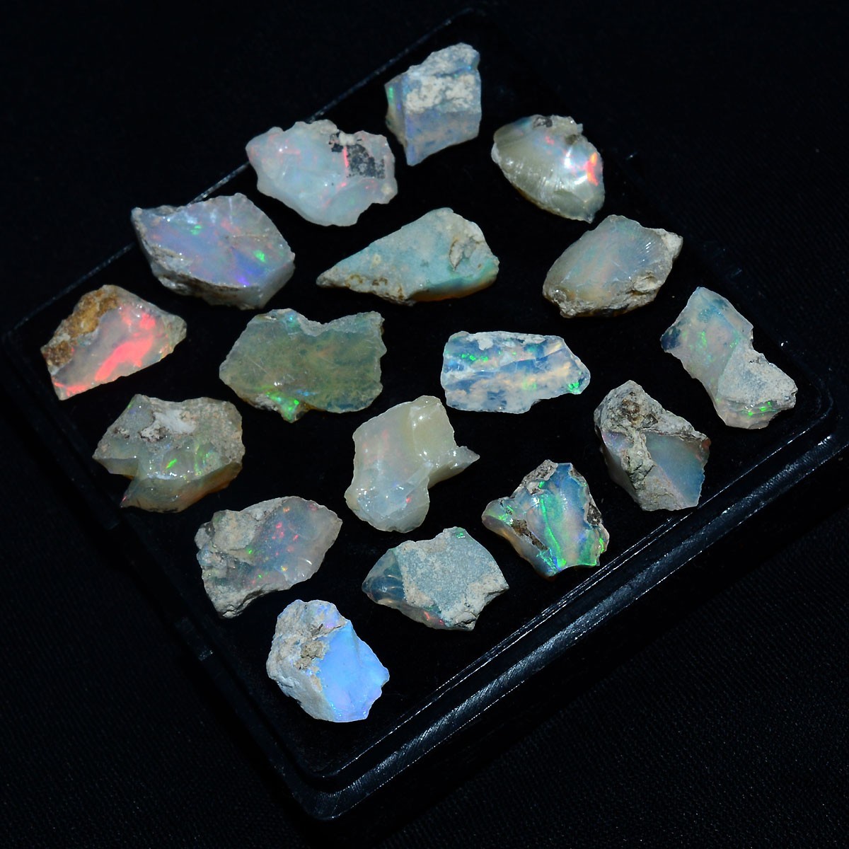 17 Pcs Natural Ethiopian Opal Rough Lot Top Grade Play Of Colors Loose Gemstones