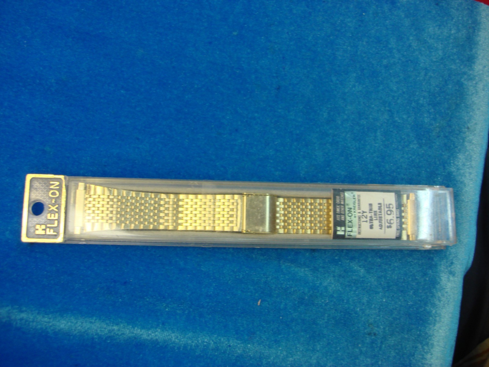 VINT. FLEX-ON BY KREISLER – STAINLESS W/GOLD PLATE WATCH BAND – NOS – 15 – 22 MM