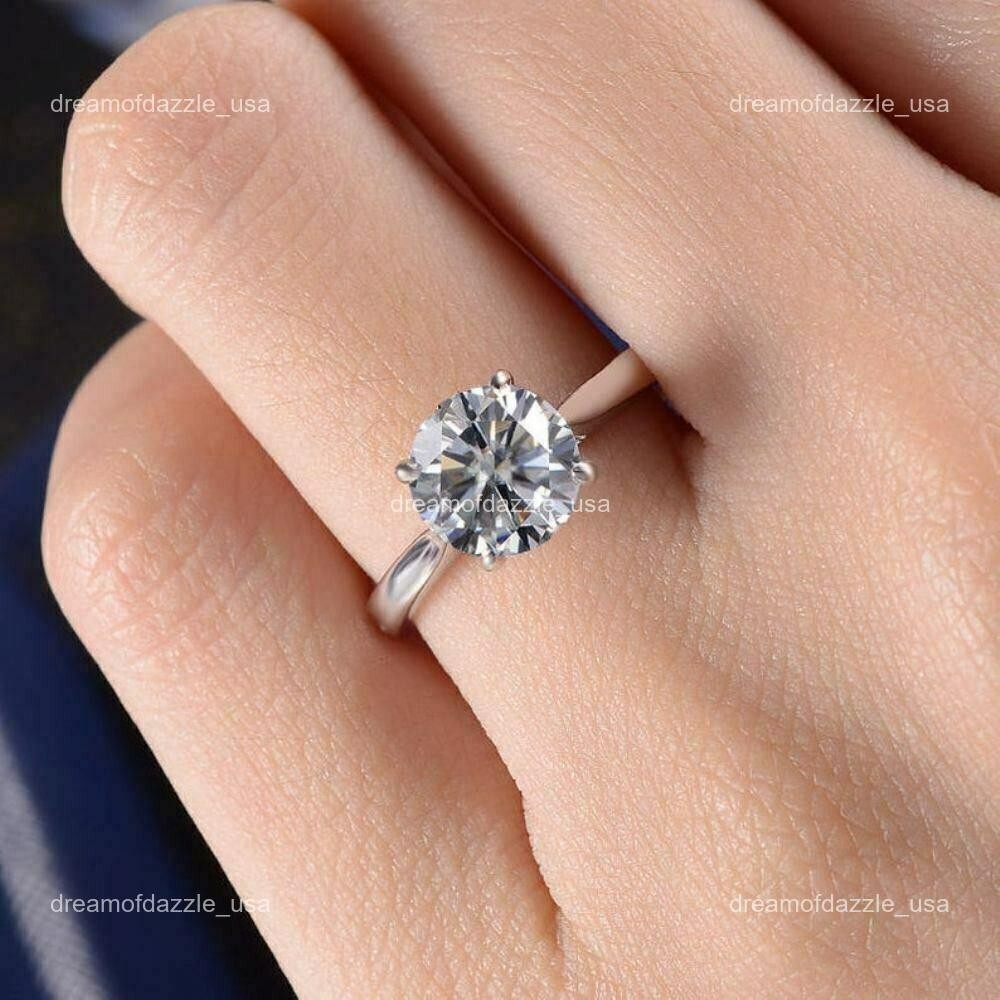 14K White Gold Lab Grown Diamond No Stone Statement Anniversary Solitaire Ring