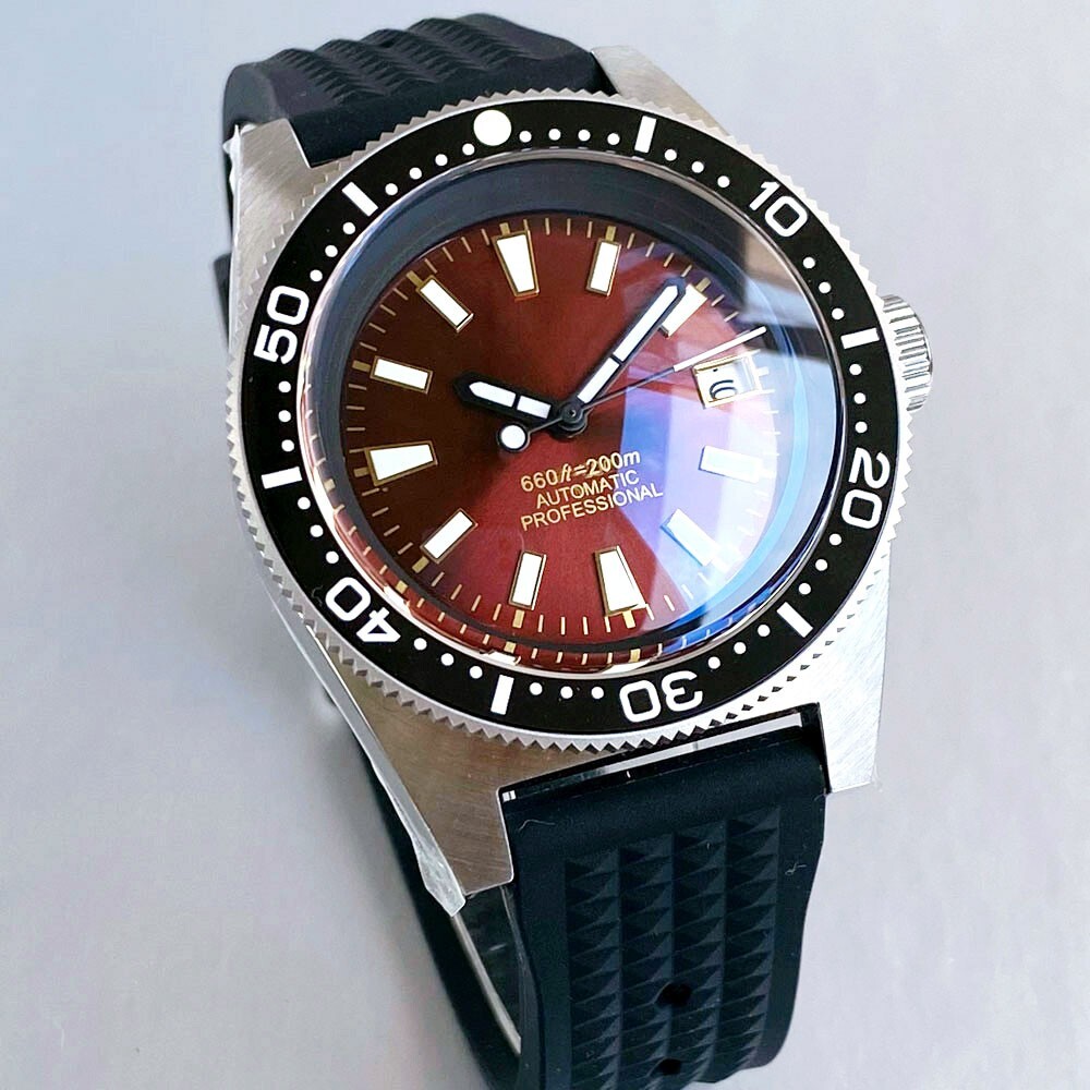300m Waterproof 62MAS NH35 Automatic Men Watch Diving Bubble Sapphire Date 41mm