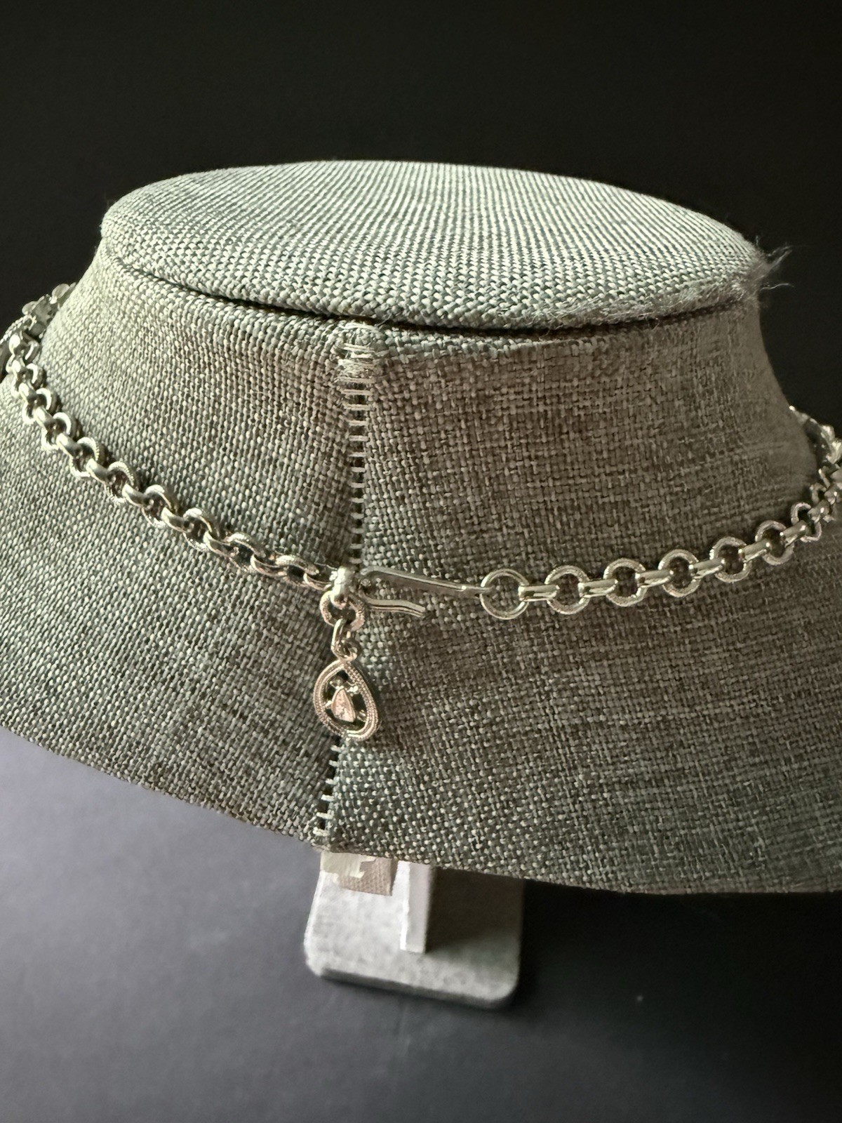 Vintage Silver Tone Collar Bib Statement Necklace Choker Career Art To Wear 16”