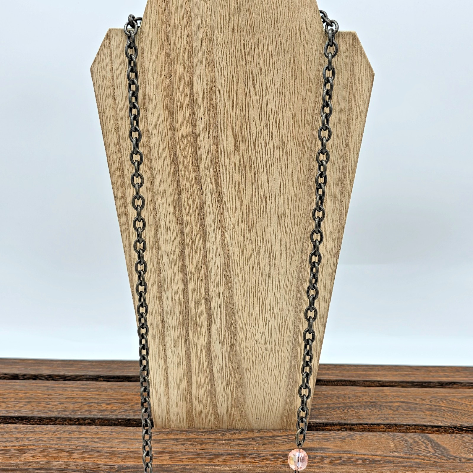 Plunder ADRIENNE Vintage Bronze Pearl Mannequin Key Tassel Charm Necklace 32”