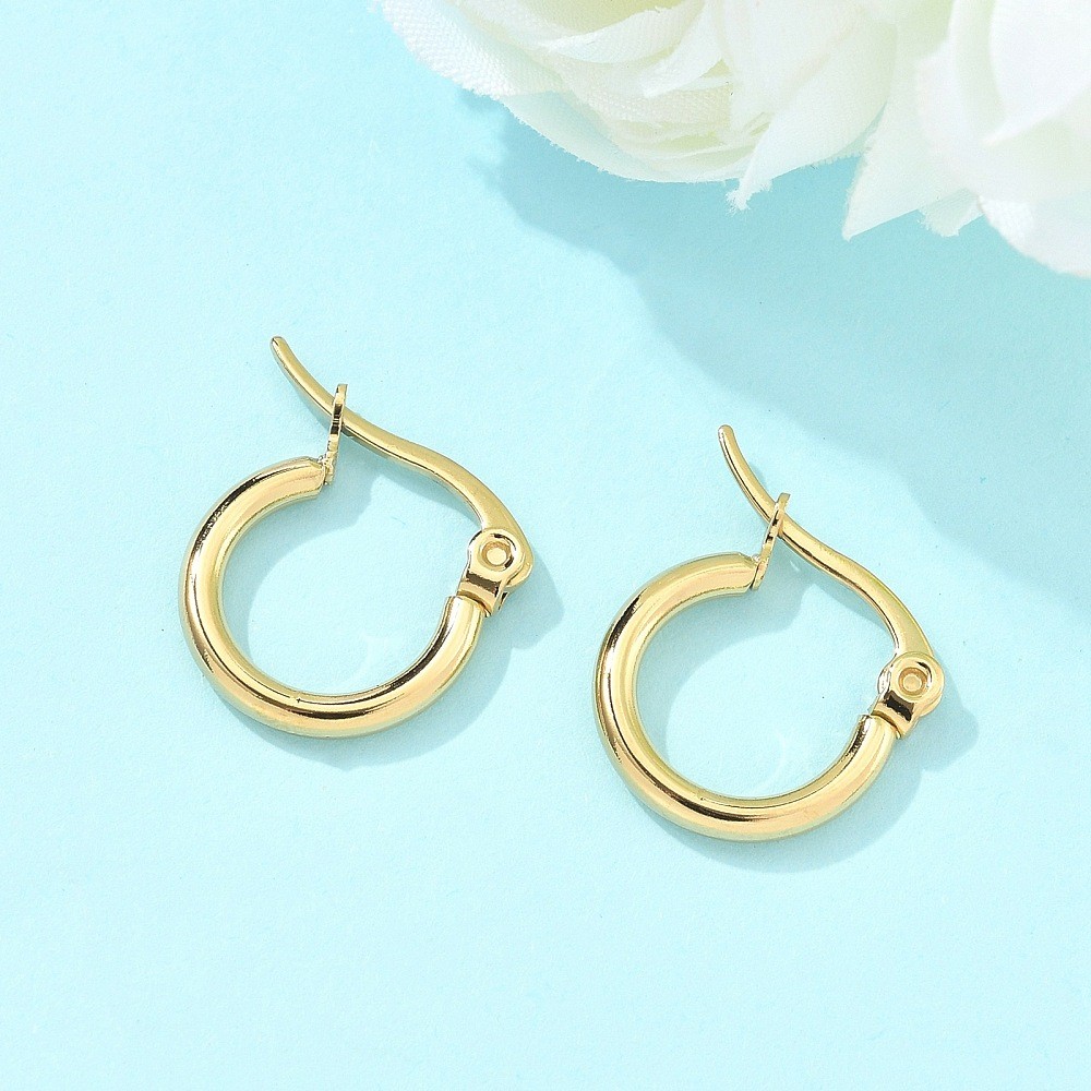 6 Pairs Golden Stainless Steel Hoop Earrings Hypoallergenic Ring Earring Blank