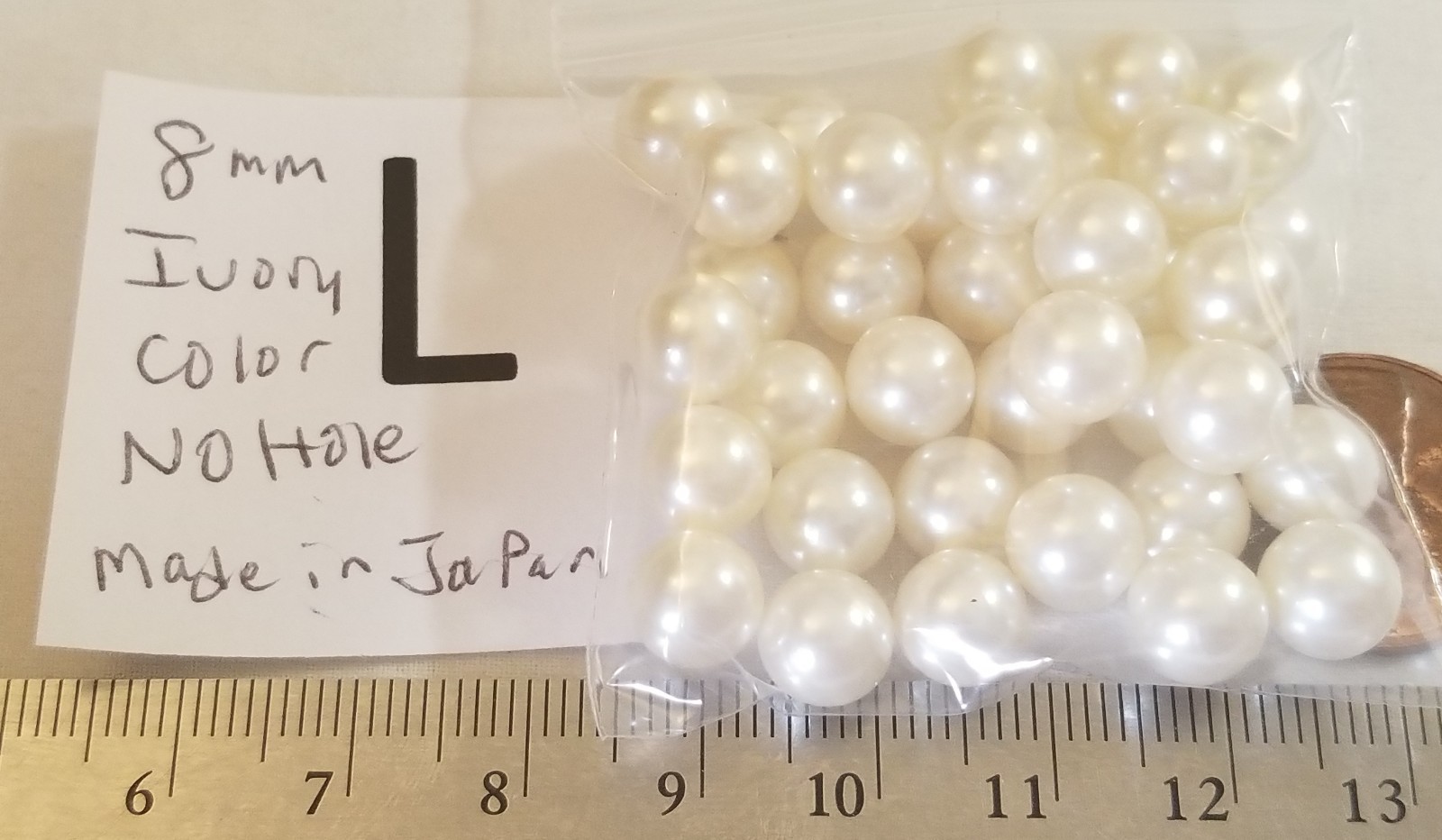 Vtg 8mm No Hole Pearl Bead ball Mix Cream White Color Jewelry Craft repair Lot