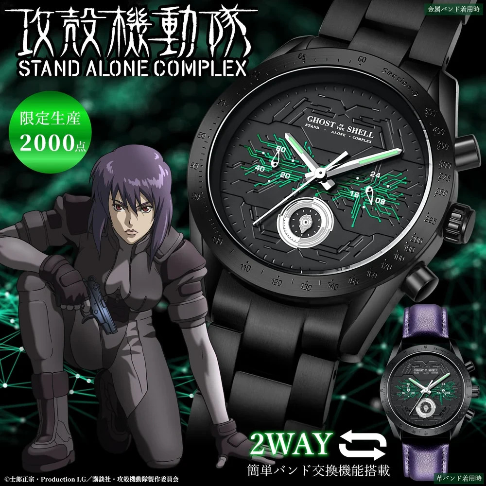 Ghost in the Shell S.A.C. 2way Wristwatch Motoko Kusanagi Model Chronograph New