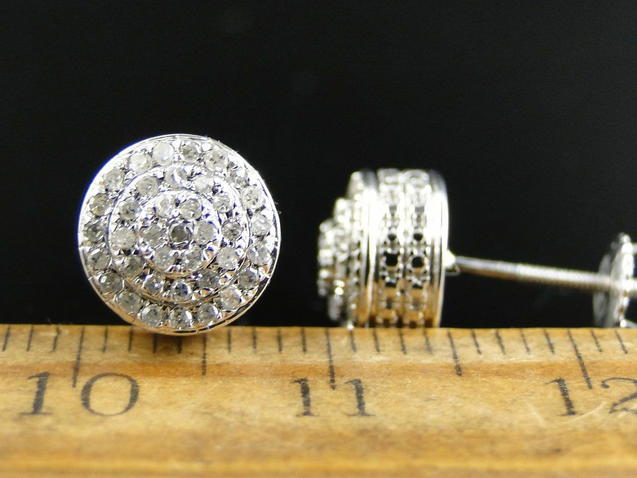 0.46ct Lab-Created Moissanite Mini Circle Dome Stud Earrings White Gold Plated