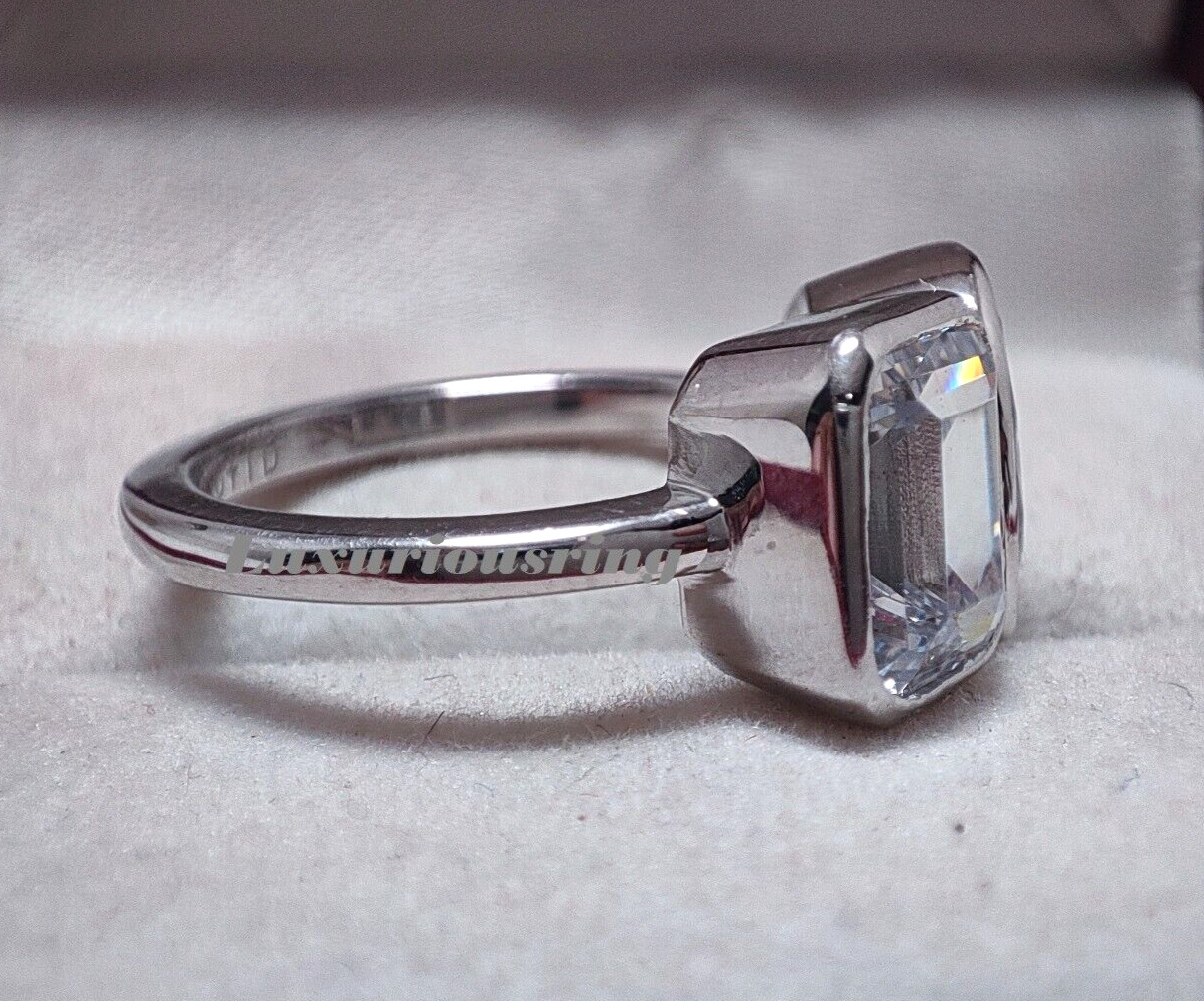 925 Starling Silver White Moissanite Toi Et Moi Ring, Two Stone Bezel Set Ring